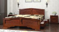 Фото  кровать двуспальная елена (см 140х200) с выдвижными ящиками, без основания с универсальными царгами производитель Браво-мебель