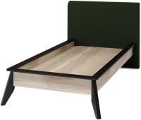 Кровать односпальная Нео (СМ 90х200) с основанием ( 90х200 , ЛДСП/ткань , дуб рокпайл-черный-бруно 8 , без подъемного мех. , без ящиков , без матраса (Регина) ) в Симферополе от производителя 