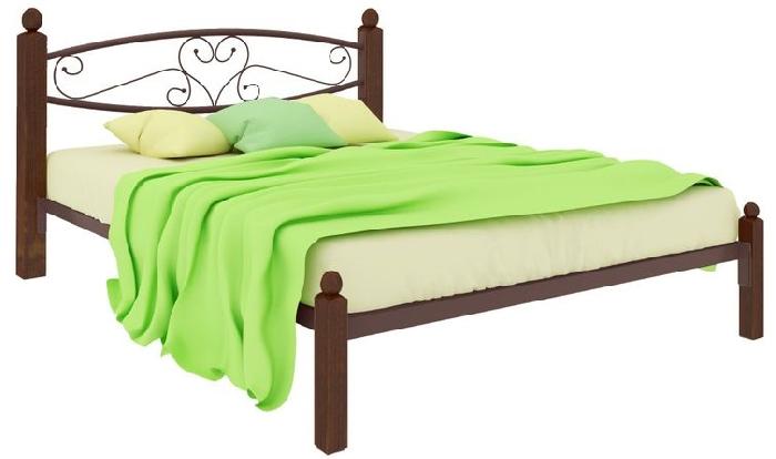 Кровать двуспальная Каролина Lux (СМ 160х200) трубка металл ( 160х200 , металл/дерево , медная шагрень , без подъемного мех. , без ящиков , без матраса (Милсон) )