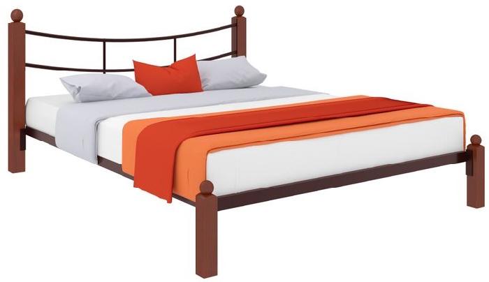 Кровать двуспальная София Lux (СМ 140х200) трубка металл ( 140х200 , металл/дерево , медная шагрень , без подъемного мех. , без ящиков , без матраса (Милсон) )