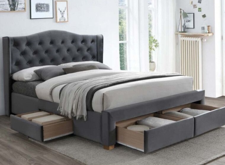 Фото Кровать двуспальная Signal Aspen velvet bluvel II (СМ 160х200) c ортопедическим основанием от производителя Signal в Симферополе по цене 99 730 ₽