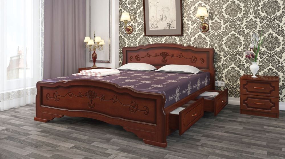 Фото Кровать односпальная Карина-6 (СМ 90х200) с выдвижными ящиками, без основания с универсальными царга от производителя Браво-мебель в Симферополе по цене 26&nbsp;220 ₽