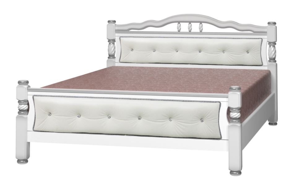 Фото Кровать двуспальная Карина-11 (СМ 140х200) с элементами светлой экокожи, без основания с универсальн от производителя Браво-мебель в Симферополе по цене 22&nbsp;910 ₽