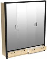 Шкаф Бостон (180) четырехдверный (4 зеркала) (гикори джексон, гикори джексон-черный,(СБК)) в Симферополе от производителя 