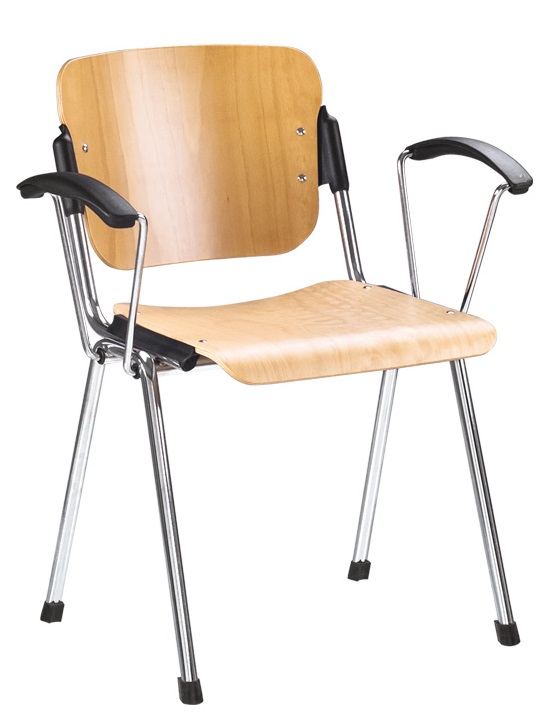 Фото Стул для посетителя Эра (Era) wood arm (хром) от производителя Новый стиль в Симферополе по цене 4 840 ₽