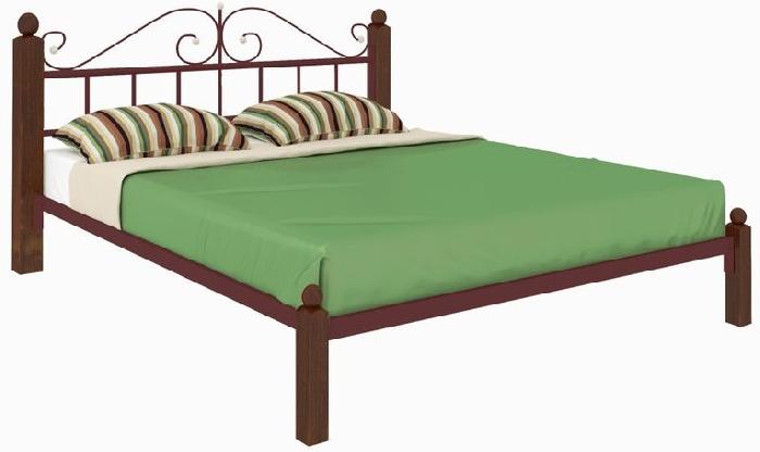 Кровать двуспальная Диана Lux (СМ 140х200) трубка металл ( 140х200 , металл/дерево , медная шагрень , без подъемного мех. , без ящиков , без матраса (Милсон) )