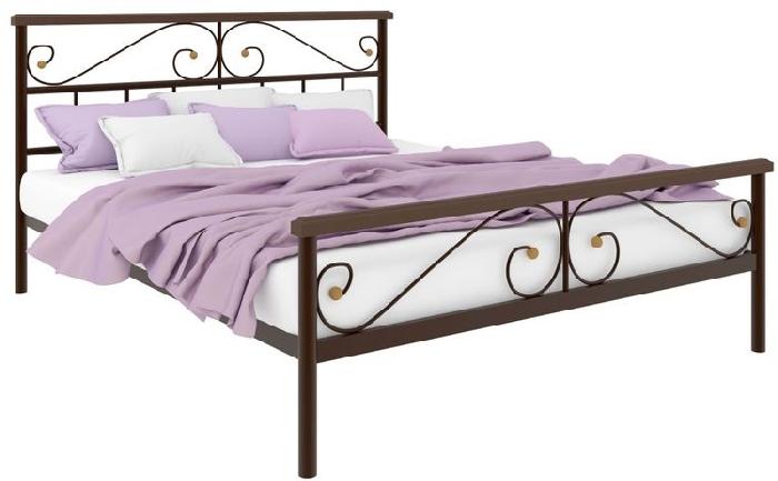 Кровать двуспальная Эсмеральда Plus (СМ 180х200) трубка металл ( 180х200 , металл , медная шагрень , без подъемного мех. , без ящиков , без матраса (Милсон) )