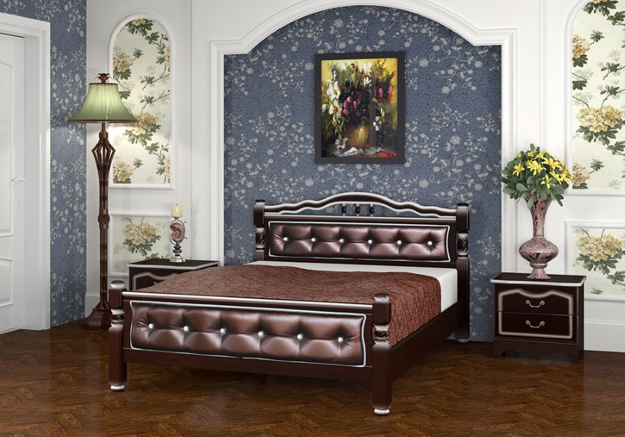 Фото Кровать односпальная Карина-11 (СМ 120х200) с элементами экокожи, без основания с универсальными цар от производителя Браво-мебель в Симферополе по цене 16 680 ₽