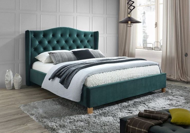 Фото Кровать двуспальная Signal Aspen velvet bluvel (СМ 180х200) c ортопедическим основанием от производителя Signal в Симферополе по цене 80 830 ₽