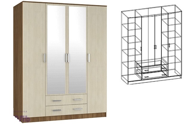 Фото Шкаф Светлана (168) четырехдверный от производителя Мебель Маркет в Симферополе по цене 34&nbsp;440 ₽